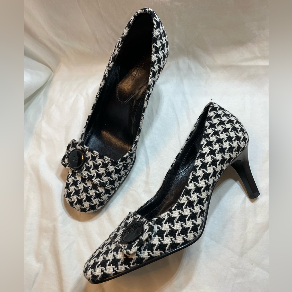 LOFT Black and White Houndstooth Pump Shoes - Picture 1 of 7